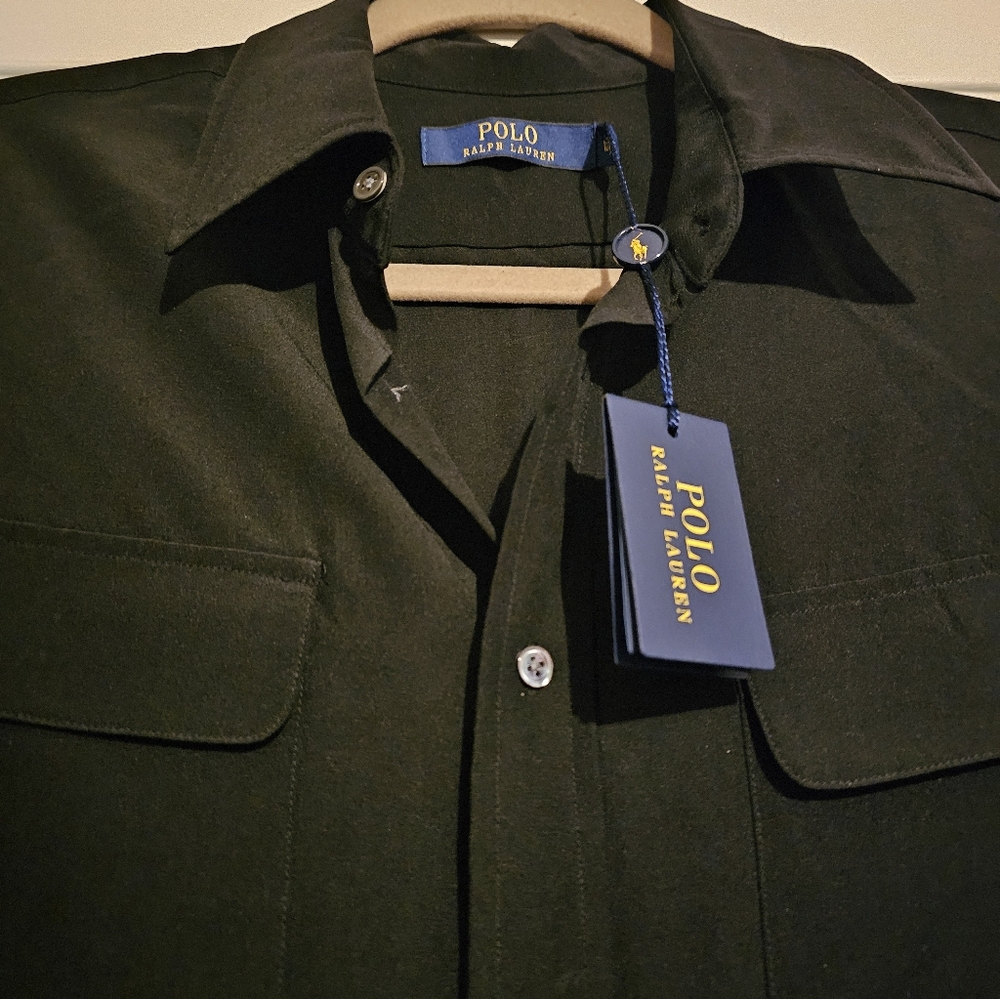 Polo Ralph Lauren Black Long Sleeve Shirt Dress 100% Silk - Picture 5 of 5